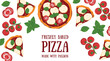 © DiViArts - Italian Pizza frame. Italian food. Vector illustration. Hand drawn flat food style.  Top view. Menu, package, logo, design template.