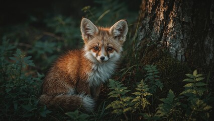 Wall Mural - adorable small fox with oversized ears