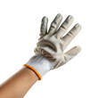 © loc - Close Up of Hand in White Work Glove with Orange Trim on Transparent Background Protecting Against Dirt and Injury in the Workplace