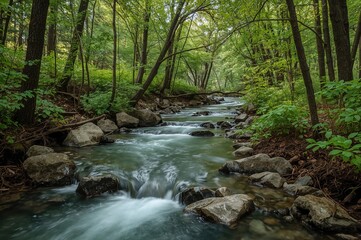  Beautiful picture of a narrow creek captured vertically