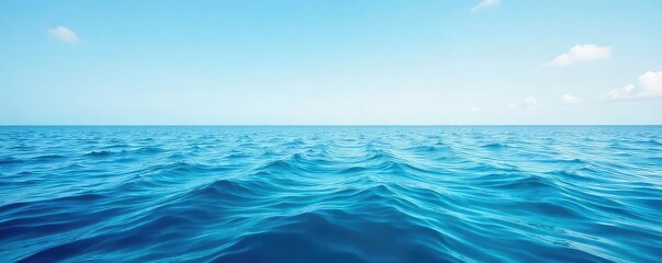 Wall Mural - vast, unbroken expanse of ocean surface, calm waters stretching to the horizon under a clear sky per