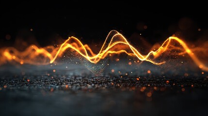 Wall Mural - Abstract Visualization of Glowing Neon Sound Waves in Motion
