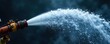 © Benjamas - Powerful jet of water from a fire hose, spraying a high arc against a dark smoky background Ideal for illustrating firefighting, emergency response, or water power , force, nozzle, blaze