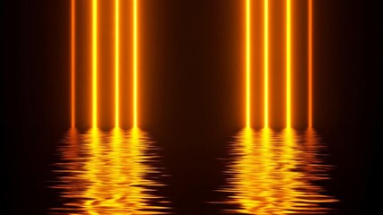 Orange neon lines reflection