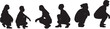 © Curto - vector,silhouette of  side view of a group of woman squatting on white