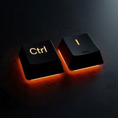 Illuminated Ctrl key glows with warm orange light on dark surface