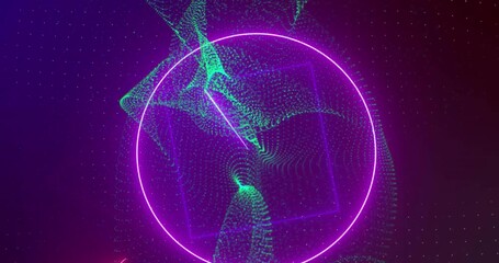 Wall Mural - Animation of red triangle and globe rotating in space