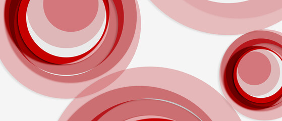 Canvas Print - bright red and white glossy circles abstract minimal geometric background