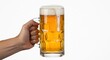 © Novi - Hand grips a brimming beer mug against a white backdrop