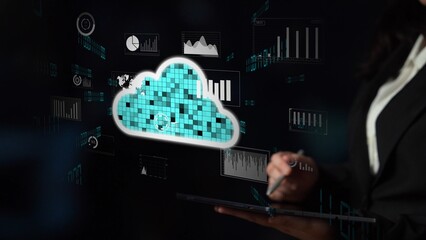 Wall Mural - cloud computing, cloud strategy, and cloud technology transforming digital infrastructure with scala