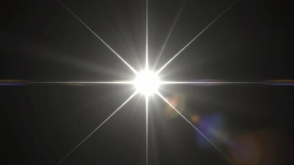 Canvas Print - bright star light rays lens flare - a bright star shines with light rays and lens flares against a d