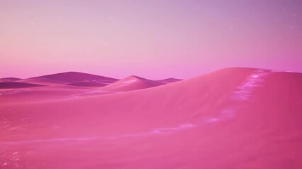 Wall Mural - Pink Desert Dunes Landscape - Abstract background of pink shimmering sand dunes under a soft pink sky. The glowing waves of sand create a surreal and dreamy desert landscape.