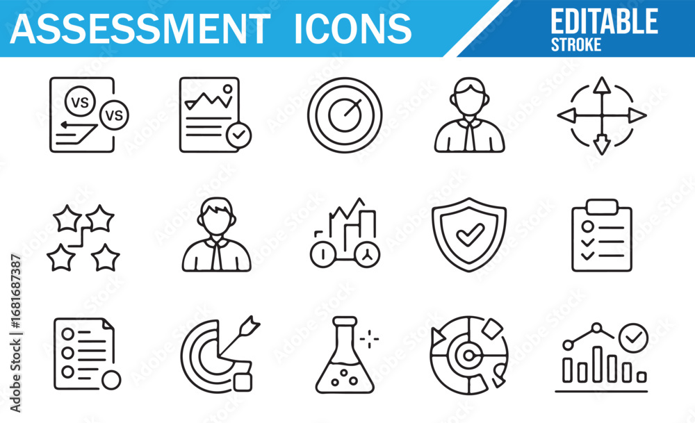 Vector Icons for Data Analysis, Performance, and Evaluation Stock ...