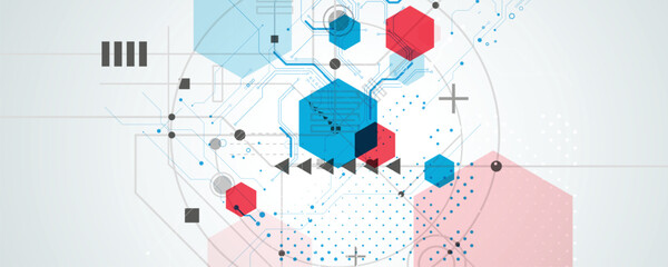 Wall Mural - abstract circuit technology concept background with particles