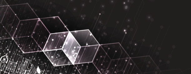 Wall Mural - abstract circuit technology concept background with particles