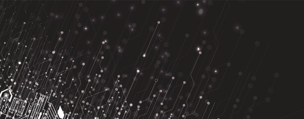 Wall Mural - abstract circuit technology concept background with particles