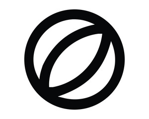 Black and white vector illustration of an abstract round button symbol for internet communication and technology
