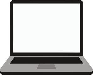 Silver laptop computer with blank white screen display eps vector illustration transparent background