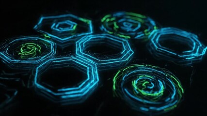 Dynamic code scrolling on dark screen, representing digital progress and innovation