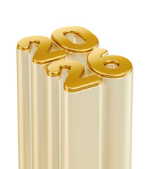 Wall Mural - golden 2026 standing columns in 3d render with transparent background