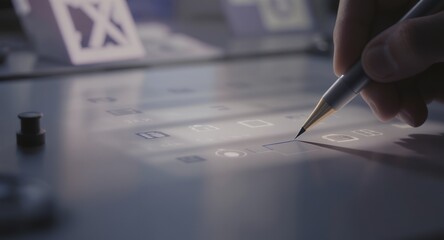 Stylus Pen on Interactive Touchscreen Interface with App Icons
