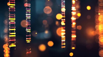 Abstract digital display featuring columns of light with bokeh background