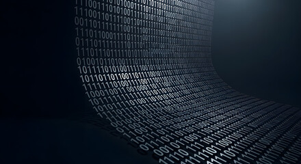 Digital data flow: Abstract image representing the flow of digital data. A futuristic composition evokes a sense of modern technology, intricate data streams, and the binary world of computers.