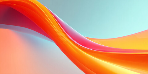 Wall Mural - Abstract wavy background with orange gradient. 3d illustration. banner. smooth surface. orange wave on blue background.