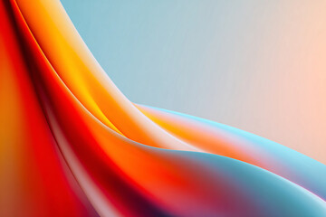 Wall Mural - Abstract wavy background with orange gradient. 3d illustration. banner. smooth surface. orange wave on blue background.