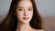 © Taylor - Portrait of Woman with Soft Brown Hair and Natural Makeup, Beauty and Skincare Concept with Warm Tone