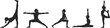 © MdAbdur - Five Silhouettes of Women Performing Yoga Poses on White Background woman exercise
