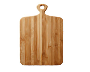 Empty Square Wooden Bamboo Chopping Board With Handle On Transparent Background, PNG