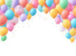 © Items - Colorful balloons in a celebratory arch, confetti scattered