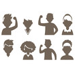 © KHALID  - Collection of silhouetted people celebrating victory with flexing arms and poses in monochrome