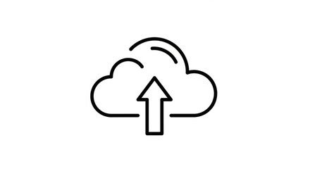 Cloud upload icon vector graphic for data transfer and backup solutions in modern technology design style