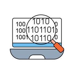 Wall Mural - Binary Code lineal color line icon with white background vector stock illustration