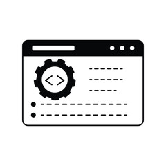 Code Optimisation glyph outline icon with white background vector stock illustration