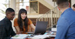 © peopleimages.com - Talking, friends and students with laptop, library or preparing for exam in university or education. Learning, group and planning with tech for knowledge, conversation or research for test in college