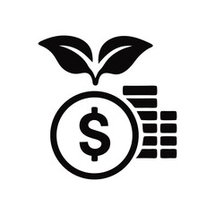 Wall Mural - Financial growth and investment depicted with a dollar coin sprouting leaves and stacked coins representing wealth accumulation and future prosperity
