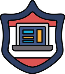 Wall Mural - A blue shield with a laptop on it