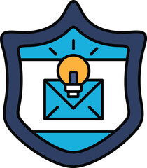 Wall Mural - A blue shield with a light bulb on it