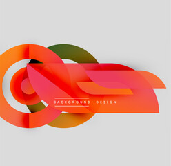 Wall Mural - abstract geometric shapes overlap, creating vibrant orange, red gradients. minimalist design with te