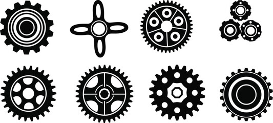 Vector gears and cogs mechanical elements for industrial design
