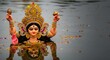 © Chetanraj - Goddess Durga idol immersion during Durga Visarjan ritual, traditional Hindu festival celebration symbolizing farewell to Maa Durga with devotion, spirituality, and cultural heritage in India