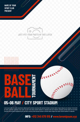 Wall Mural - poster template for your baseball tournament with photo place