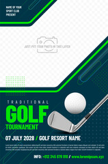 Wall Mural - poster template for your golf tournament with photo place
