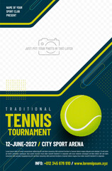 Wall Mural - poster template for your tennis tournament with photo place