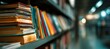 © Alexei - A neat stack of various books resting on top of a bookshelf in a library