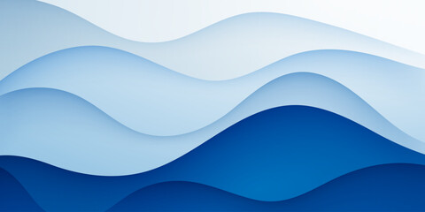 Wall Mural - white and blue color wavy shape papercut abstract background