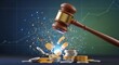 © MUHAMMADADIALFARIS - A gavel striking coins, symbolizing financial judgment or economic impact.